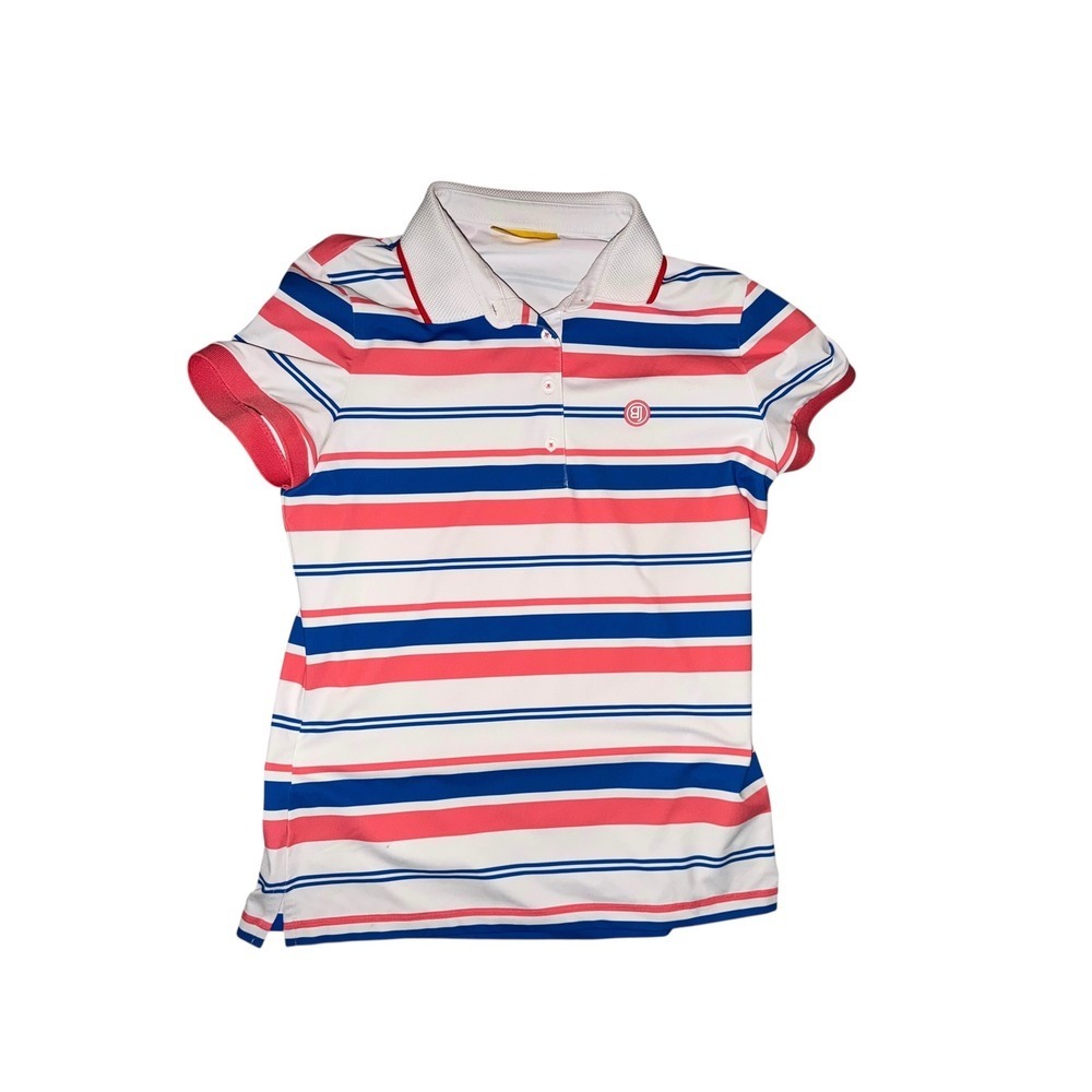 Benjefe Striped Polo Shirt Sz S/M | Button Collar Preppy Golf Athleisure Luxury
